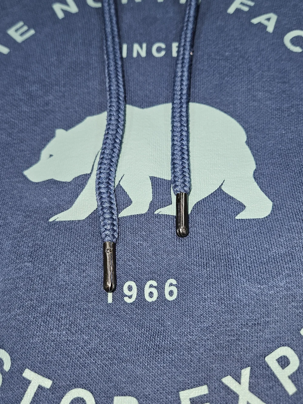 The North Face Men’s Blue Crewneck Hoodie with Bear Logo